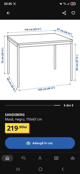Vând masa Ikea cu 2 scaune