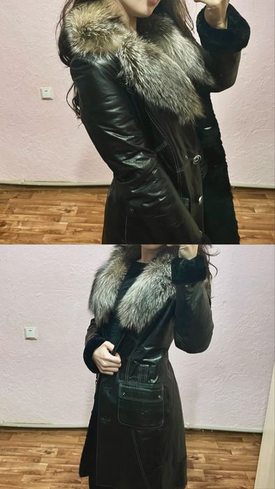 Кожаная дубленка с натуральном мехом