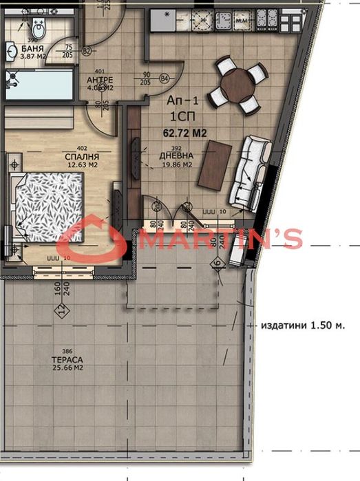 Продава се Двустаен апартамент в София, Левски - 63 кв.м за 1648 €/кв.м - Снимка #1