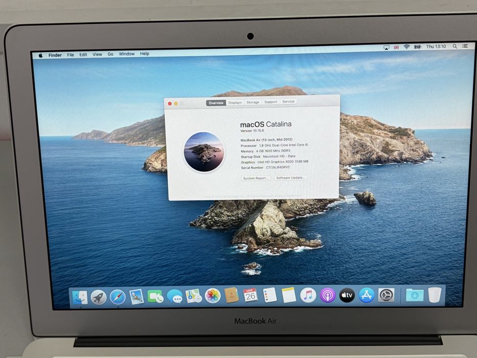 MacBook Air 13, Mid 2012, Core I5 1,8Ghz, SSD 128, RAM 4 GB