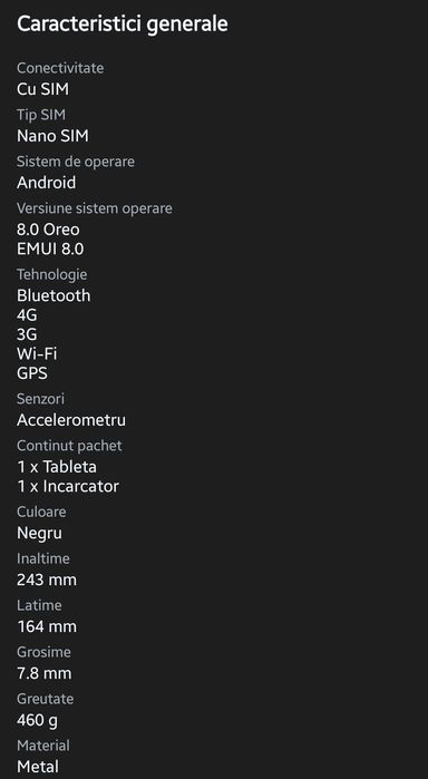 Tableta Huawei Mediapad T5, Octa Core 2.36 GHz, 10.1", 2GB RAM, 32GB,