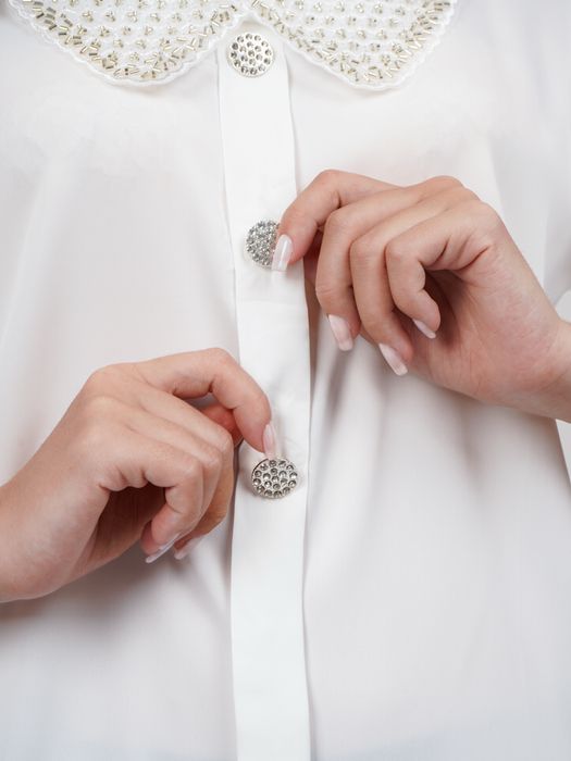 Белая блузка на учебу и в офис, размер стандарт, школьная форма