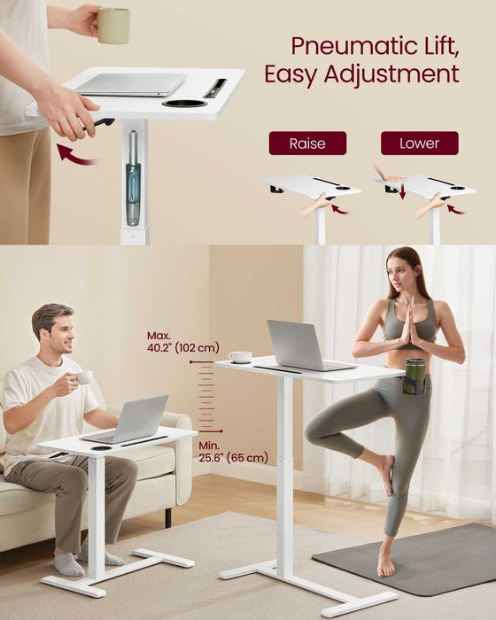 Birou mobil alb pentru laptop