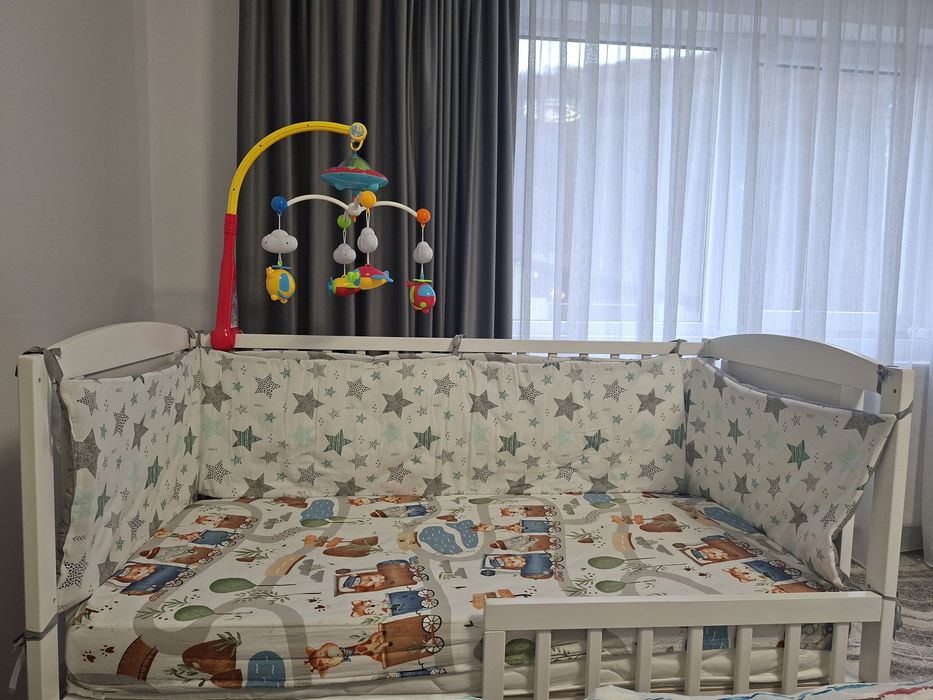 Pat lemn copii 120x60 cu sertar pentru depozitare