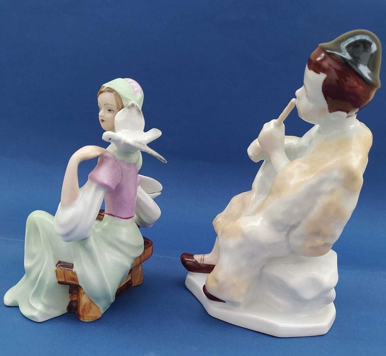 Statueta fata cu porumbei si ciobanas