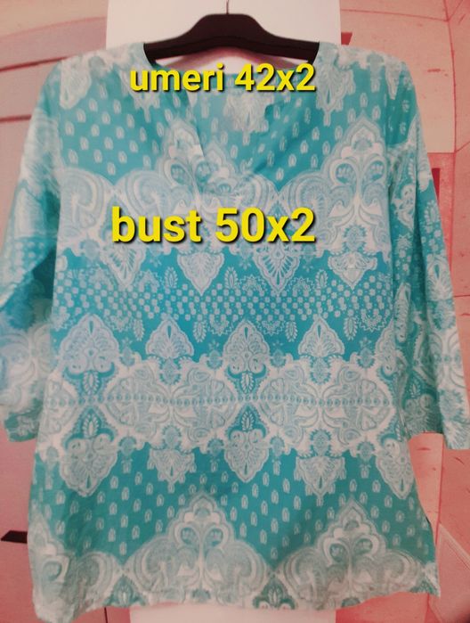Bluza turcoaz din bumbac pentru damă