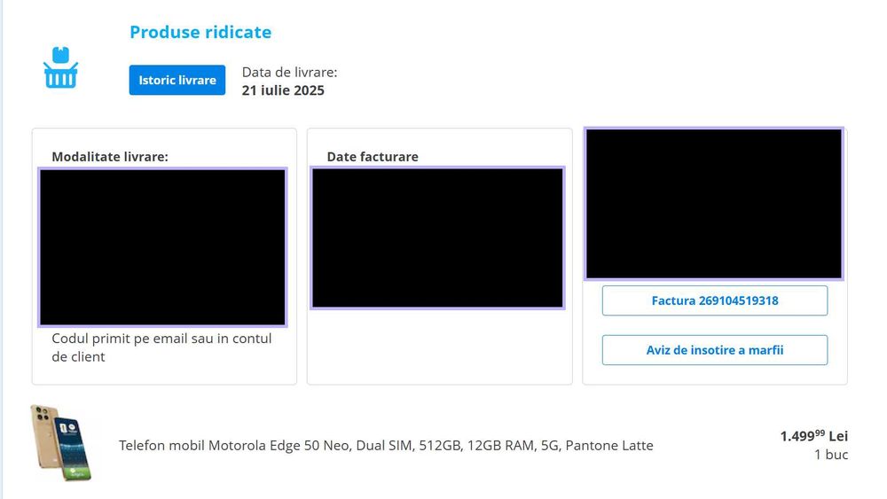 Motorola Edge 50 Neo 12GB RAM / 512GB – Garantie pana in iulie 2027