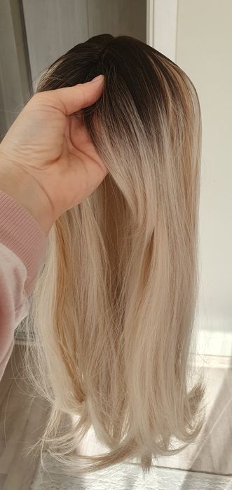Perucă/Topper blond șuvițat din par sintetic, nouă cu etichetă