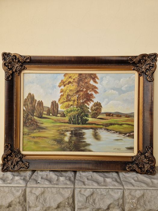 Прекрасна антикварна холандска картина масло върху платно