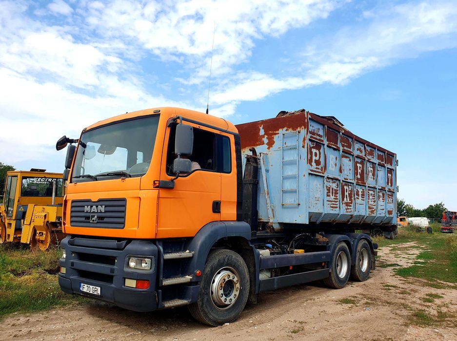 Abrollkipper MAN TGA 430, camion transport container, 2007, Pallift