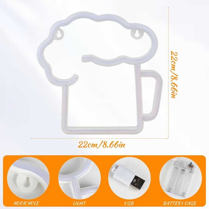 Semn de bere iluminat cu LED lumină neon pentru baruri și restaurante