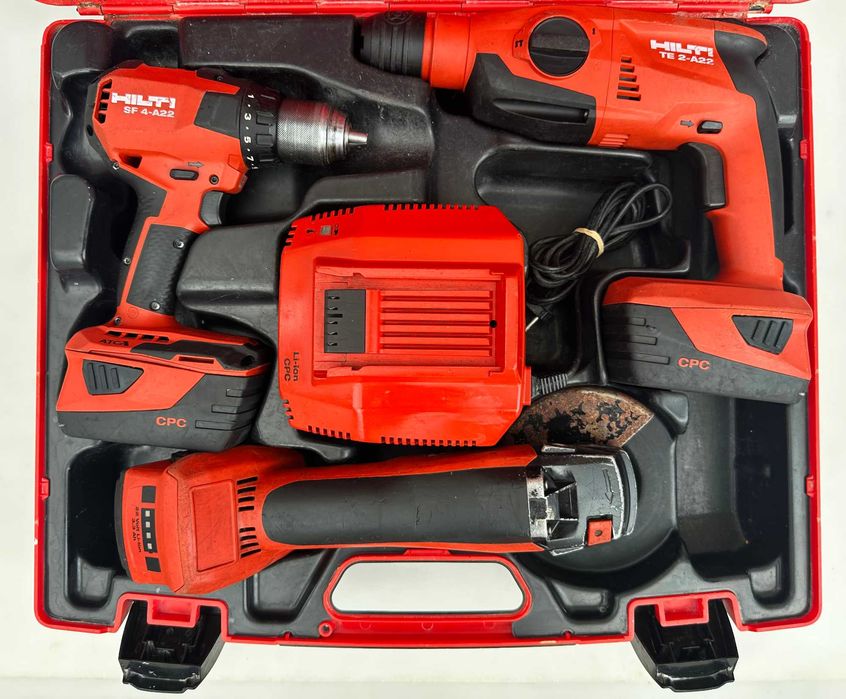 Hilti Сет - Акумулаторен ъглошлайф, перфоратор и винтоверт