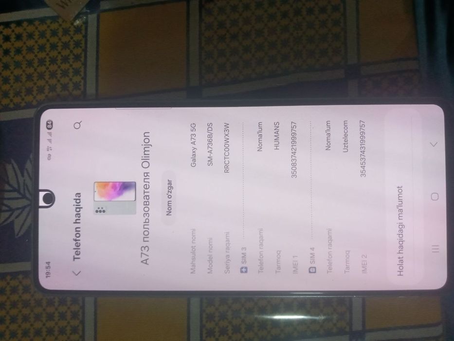 Samsung A73 5G hotira128ta