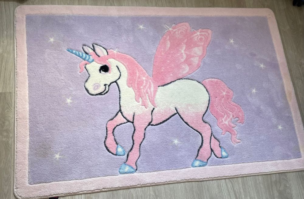 Covor copii unicorn roz/mov
