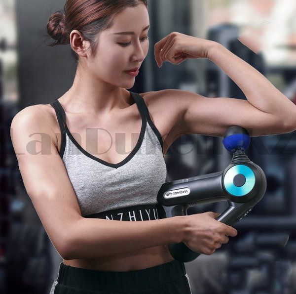 Массажер для тела пистолет ударный с 12 насадками и 5 режимами скорост