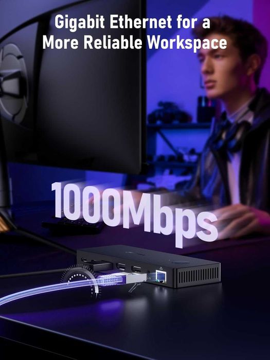 USB C докинг станция за три монитора, Lemorele 13 в 1, 2* 4K HDMI, DP