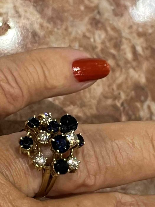 Inel din aur de 18k cu diamante si safire naturale, 5.57g, certificat