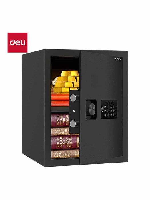 Seyf Сейф 420x350x330 ET534 Deli электронный код+ключ черный 13.9 кг