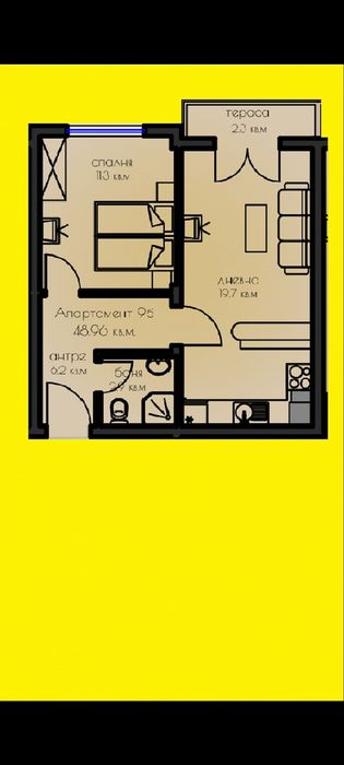 Продава се Двустаен апартамент в Стара Загора, Ремиза - 60 кв.м за 1334 €/кв.м - Снимка #5