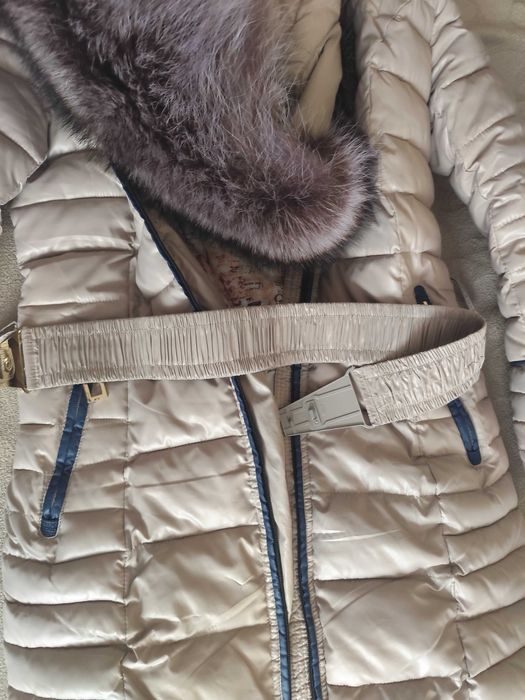 Дамско зимно яке с яка от естествена кожа