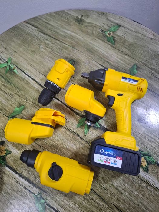 Set Scule 5 in 1 Ciocan Rotopercutor,Mini-Drujba,Flex,Bormasina,Pistol