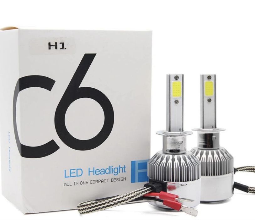 LED крушки за фарове C6 H1 6000Lm 5500K-6500K 12V за къси и дълги