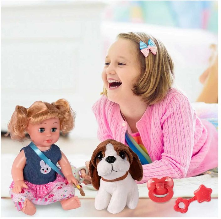 Кукла говори, пее с плюшено куче и лекарски комплект