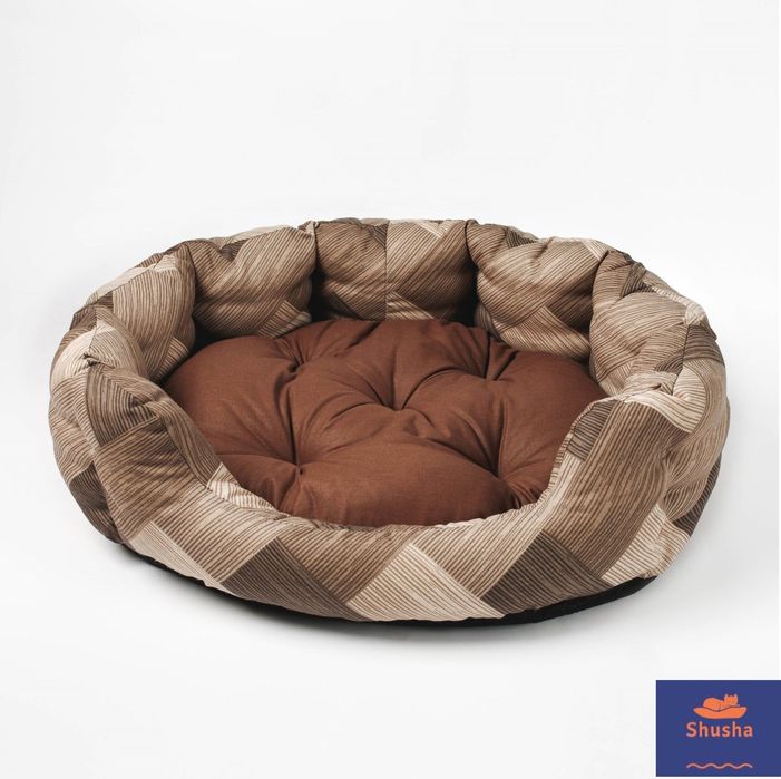 Меко легло за куче/коте NATASHA (Кафяво / Бежово Каре)