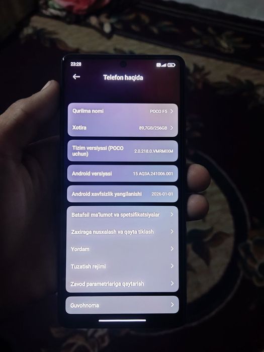 Poco f5 xotira 12 256 gb