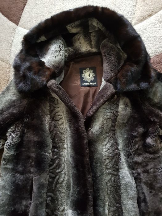 Шуба мутоновая цвет серый