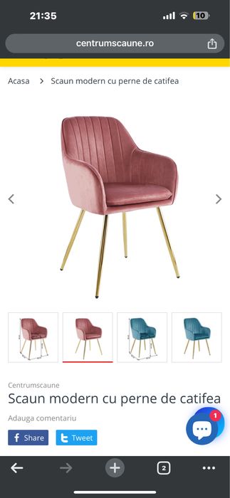 Scaun modern cu perne de catifea