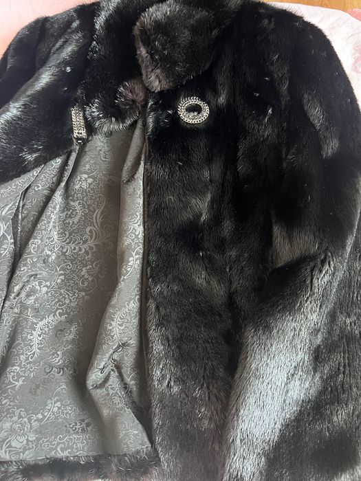 Норково палто черен