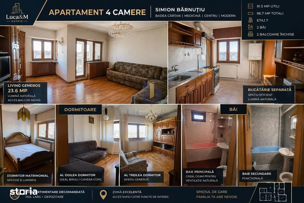 Apartament 4 camere , Zona Modern ,Bd. Simion Barnutiu ,Badea Cartan — fotografia 1