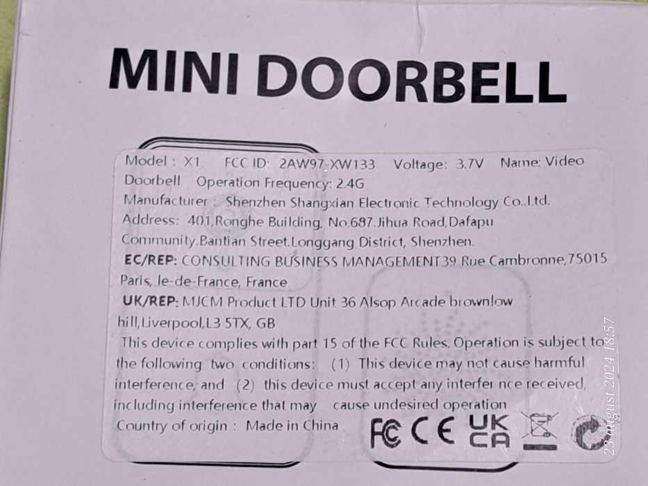 Sonerie cu camera de supraveghere si alarma,noua