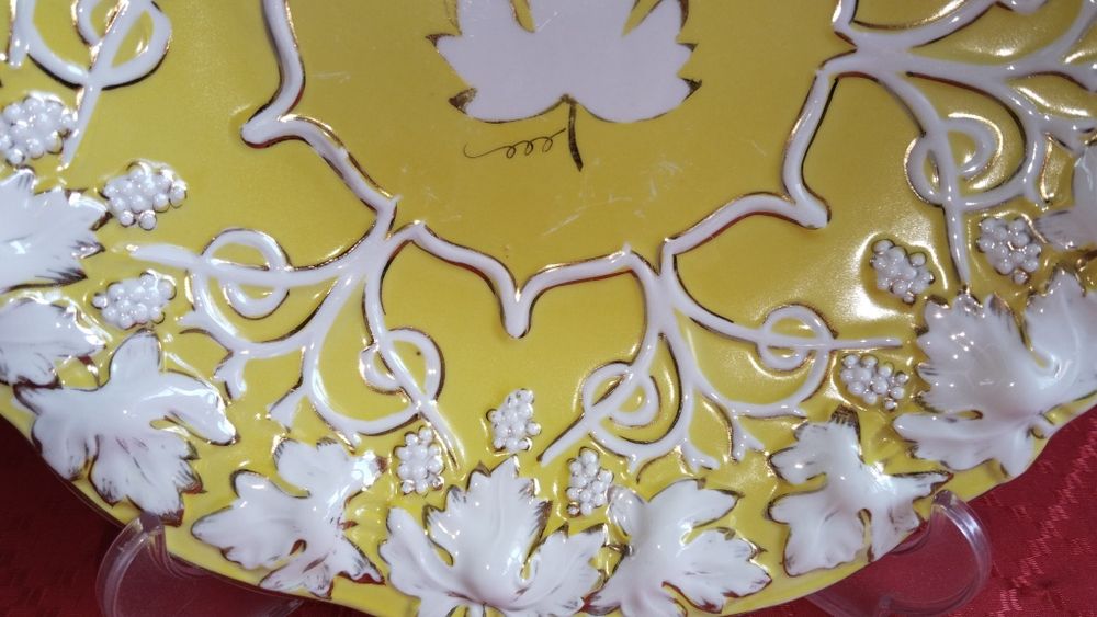 Блюдо Дулево Виноград, плетёная фарфоровая ваза для фруктов