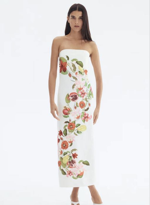 Рокля ленена H&M флорални мотиви