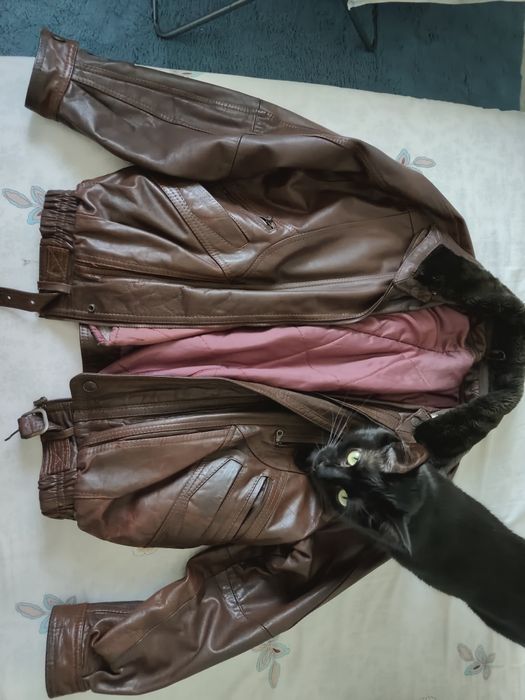 Geaca din piele naturala maro