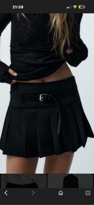 Черна плисирана пола Zara XS с вградени панталонки