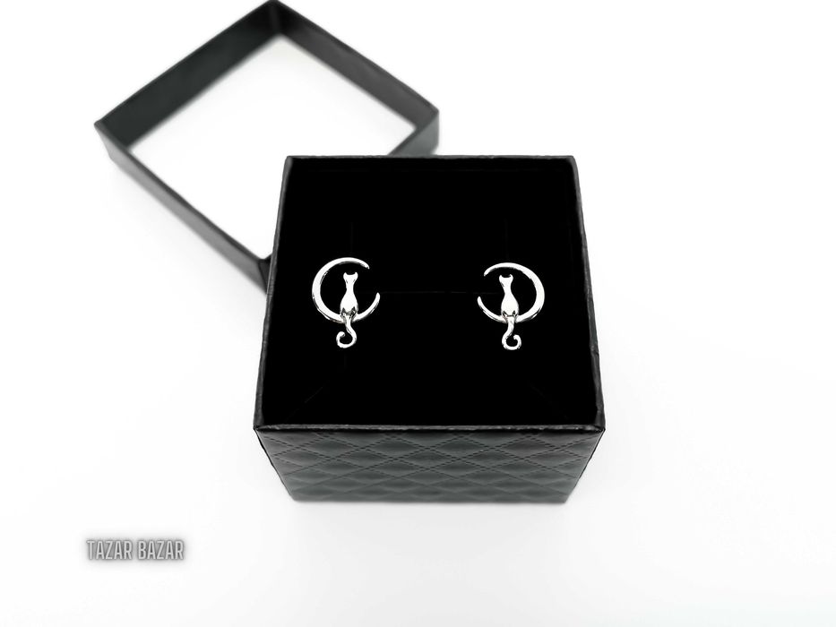 Cercei de argint – Pisica pe lună