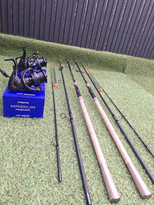 SET 2 Lansete Aventador Distance FEEDER 3.90m 180g + 2 Mulinete FL Mag