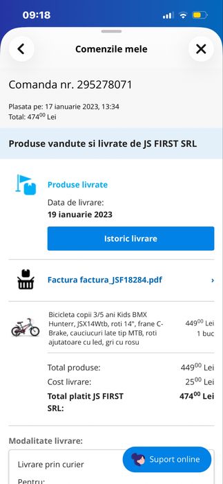 Bicicleta copil 3-5 ani , utilizata , nu mai  are roti ajutatoare !!!