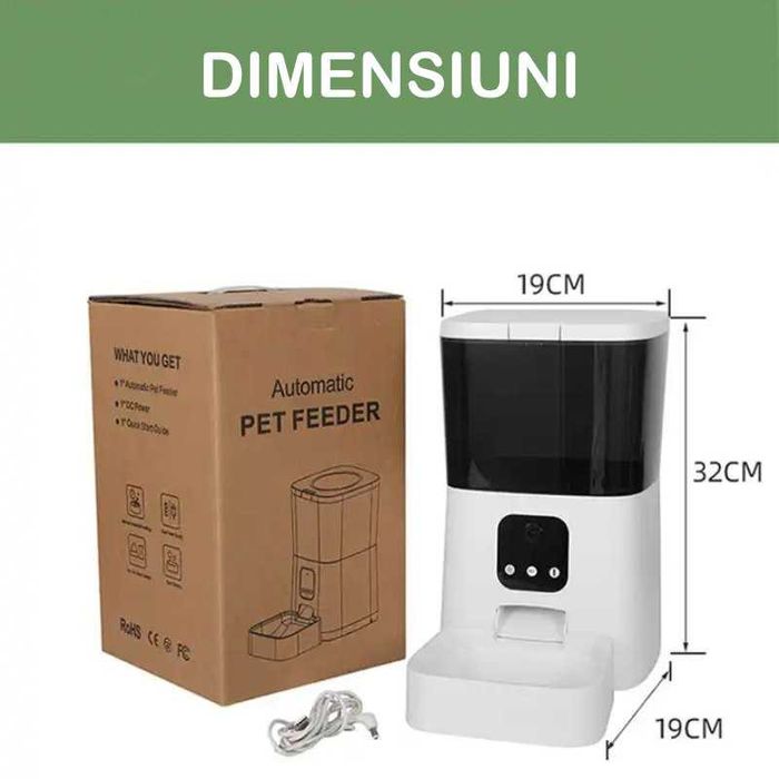 Hranitor Automat pentru Caini si Pisici cu Camera, IARMAC, 7 Litri