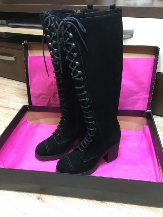 Cizme din piele naturala intoarsa Anna Cori