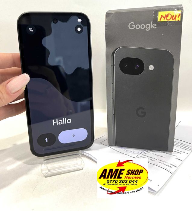 Google Pixel 10a, 128GB/8GB RAM, garantie, Obsidian, NOU!