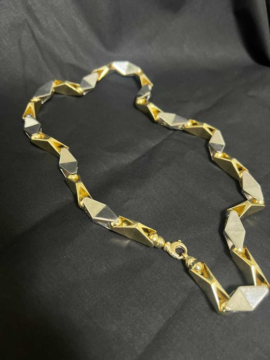 Златен синджир от бяло и жълто злато – масивен модел