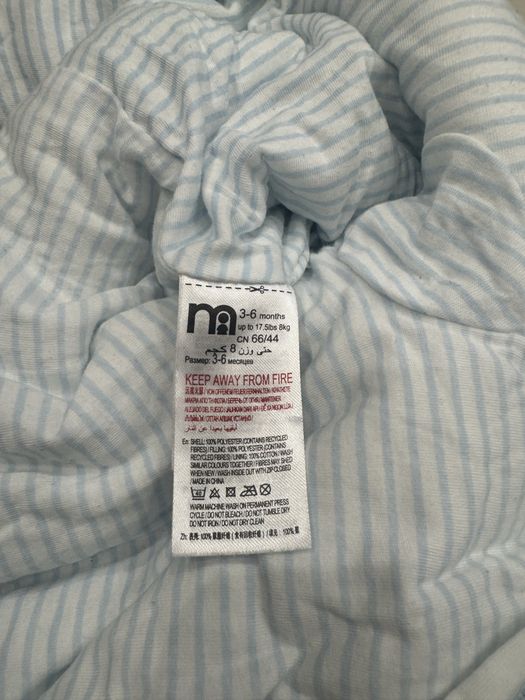 Combinezon bebe Mothercare 3–6 luni, albastru, cu glugă la