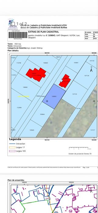 Teren intravilan 350 mp + cota drum ~100 mp | Otopeni | Proprietar