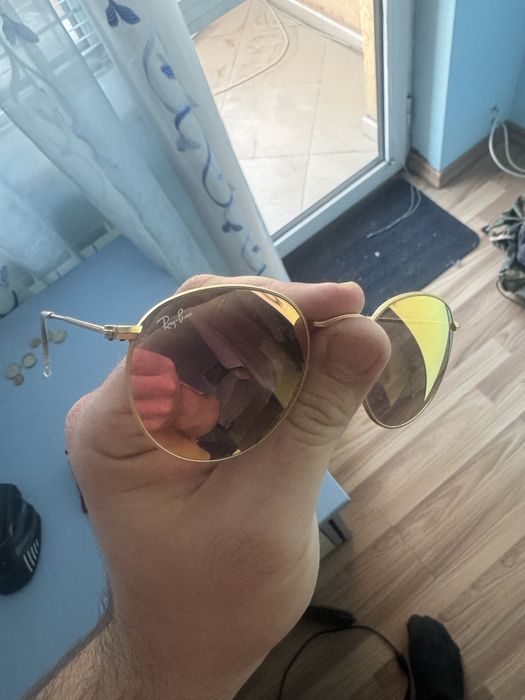Слънчеви очила RayBan ретро класически розови с златва рамка