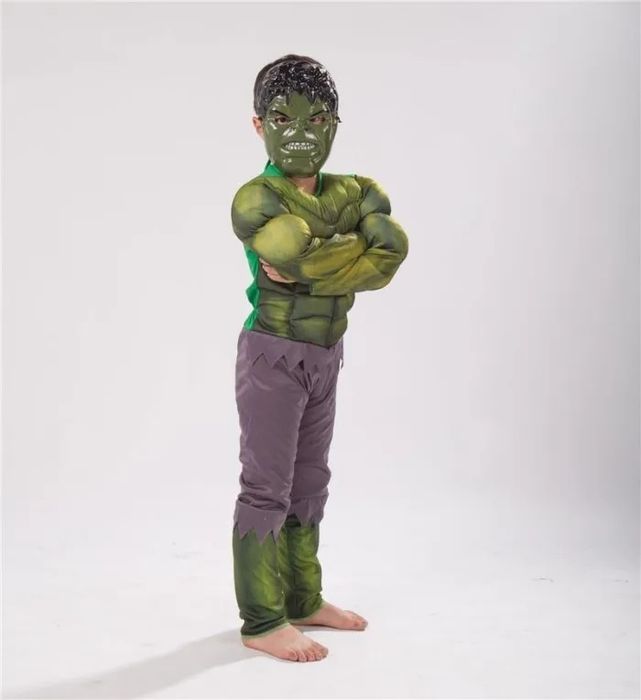 Детски костюм на Хълк с мускули, маска и Голяма Ръкавица Hulk костюм