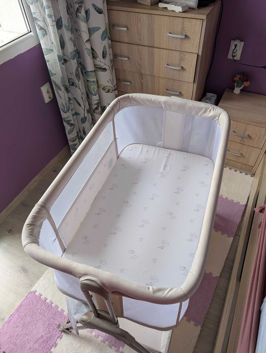 Бебешко легло Lionelo Luna 2 в 1 Beige Sand с матрак